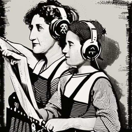 Rosa Luxemburg Weaving a Skateboard: 1980s Linocut