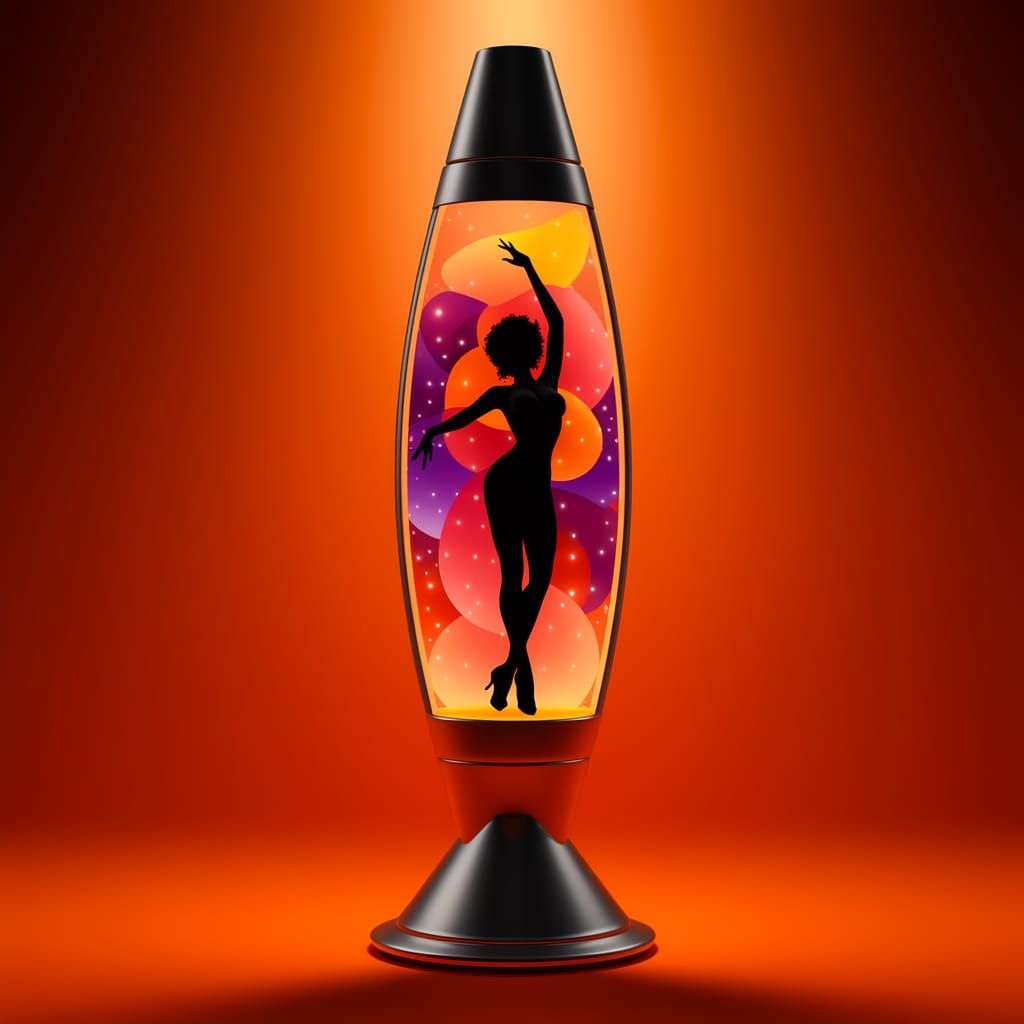 Glowing Lava Lamp Scene with Exotic Dancer