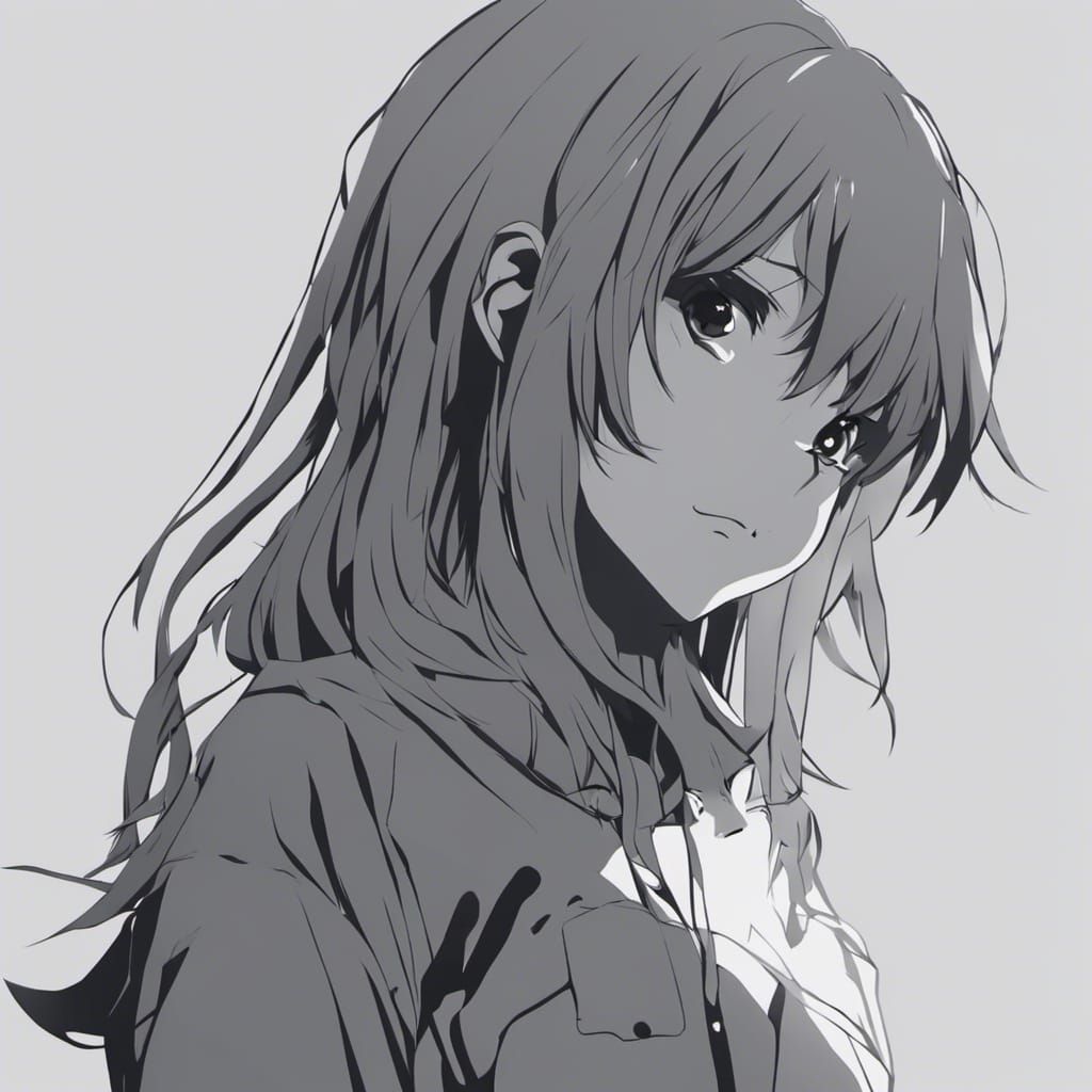 Moody Anime Girl Silhouette in Hyperrealistic Style