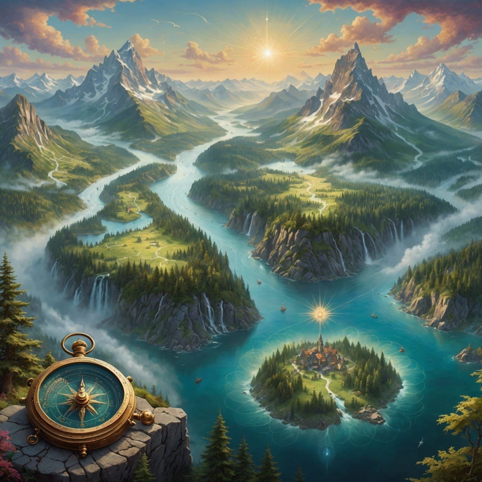 Fantasy World Map with Forests and Mountains