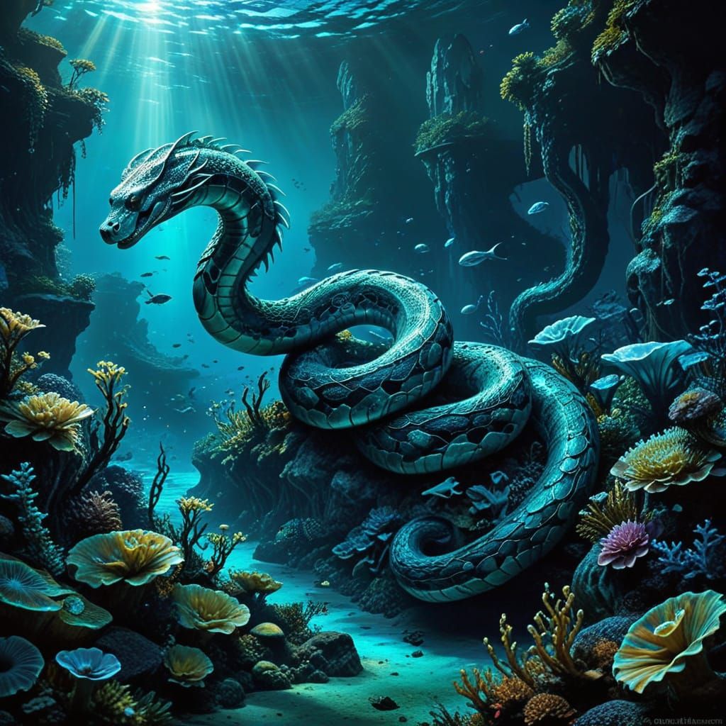 Surreal Serpents Unveil Ancient Secrets in a Luminous, Deep ...
