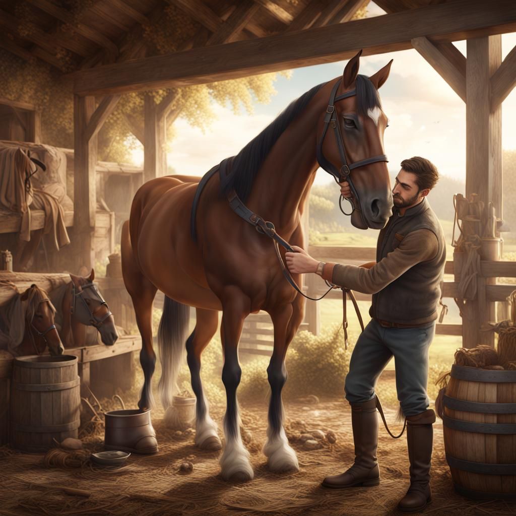 Horseshoeing: Farm Life in Detailed Matte Painting