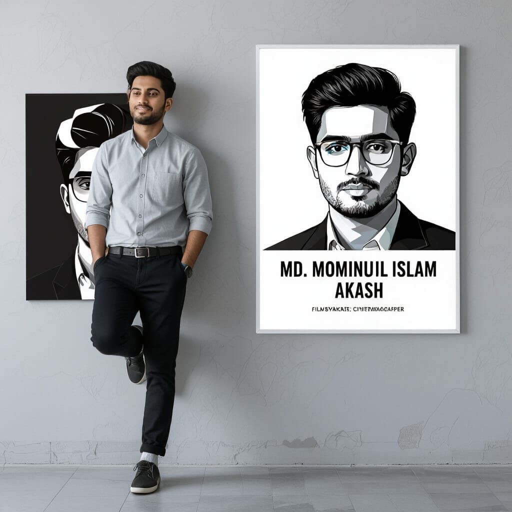 Young Man Posing Confidently by Vector Portrait