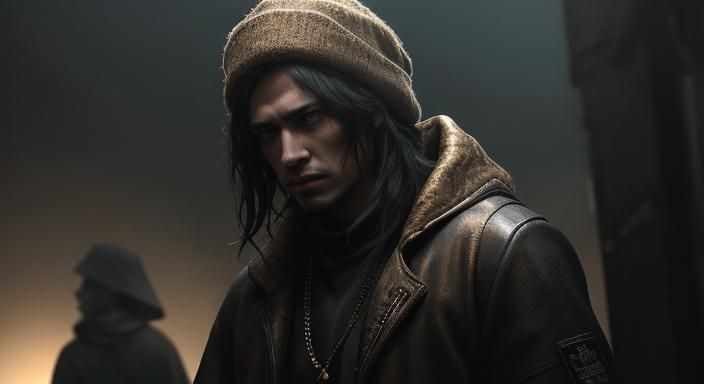 Two Boys in a Haunting Low-Light Scene with Rich Textures