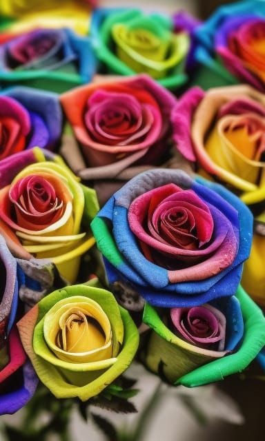 Rainbow Rose Bouquet in Professional Photography Style