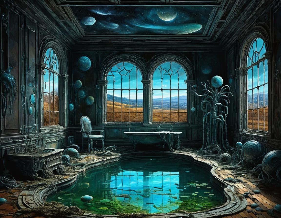 Ethereal Glassy Manipulation in Mixed Media Style