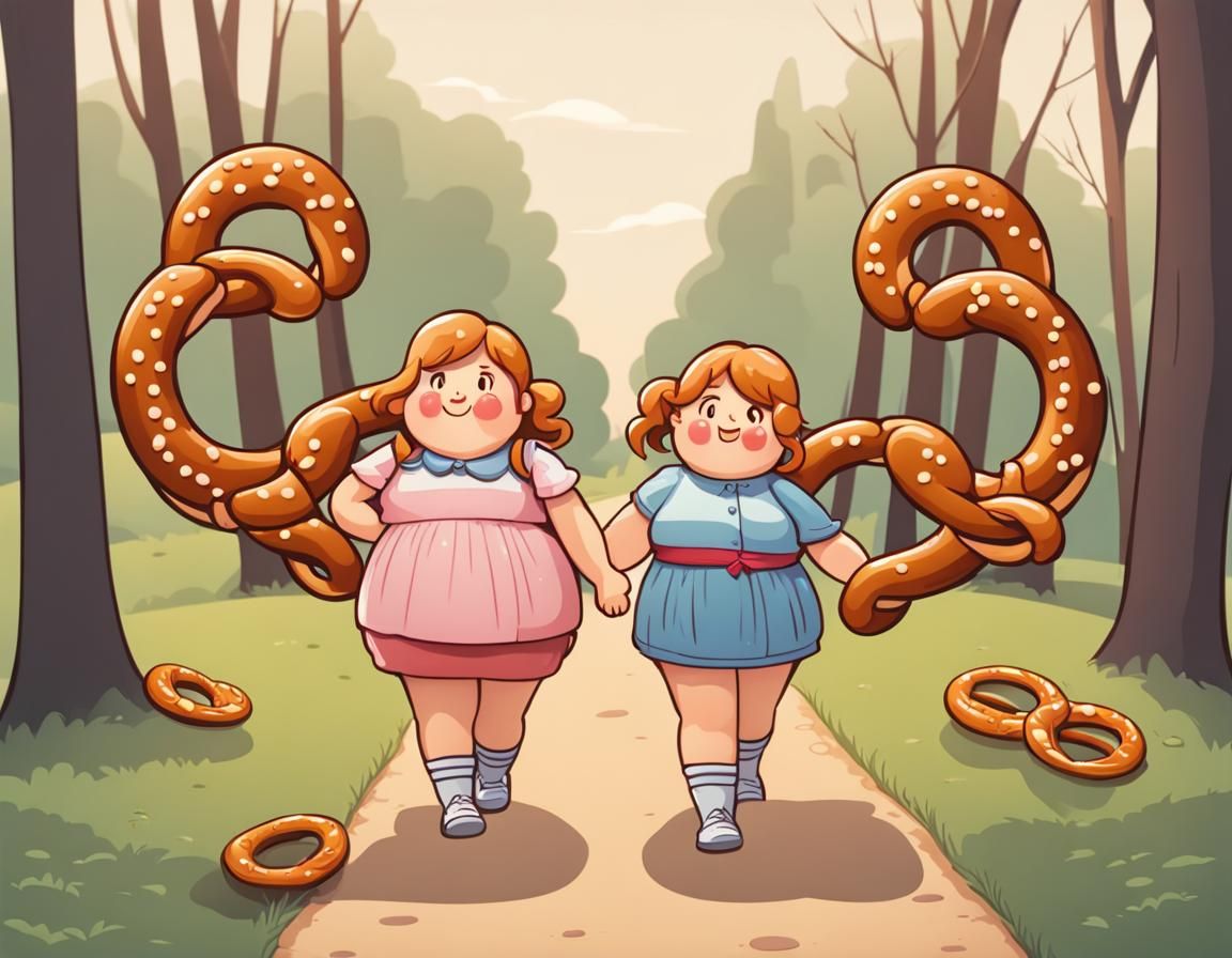Pretzel Girls Strolling on Pretzel Path