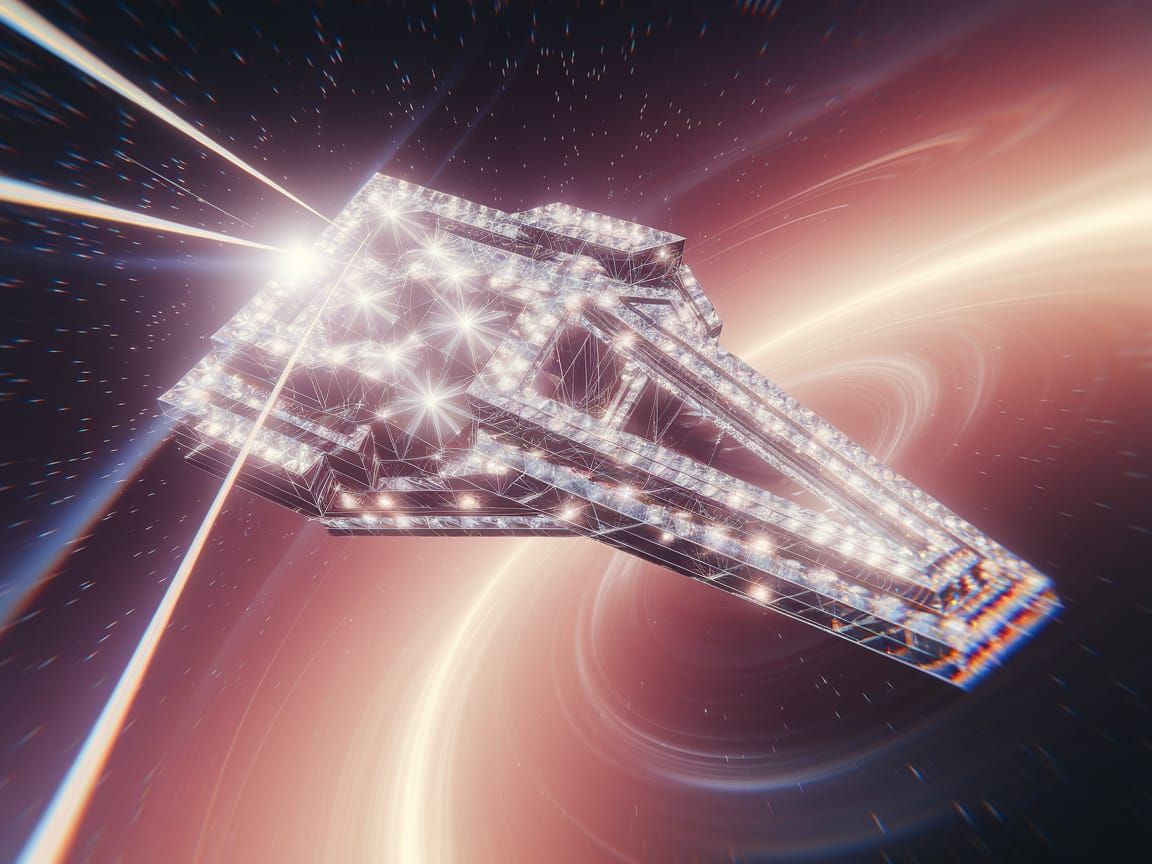 Crystal Prism Spaceship with Rainbow Light