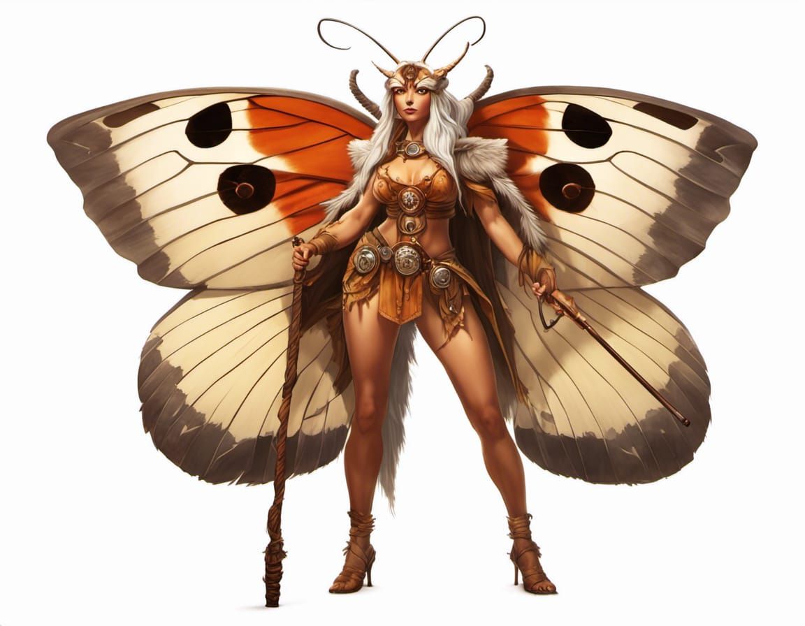 Female Moth Druid in a Fantasy Digital Art Style