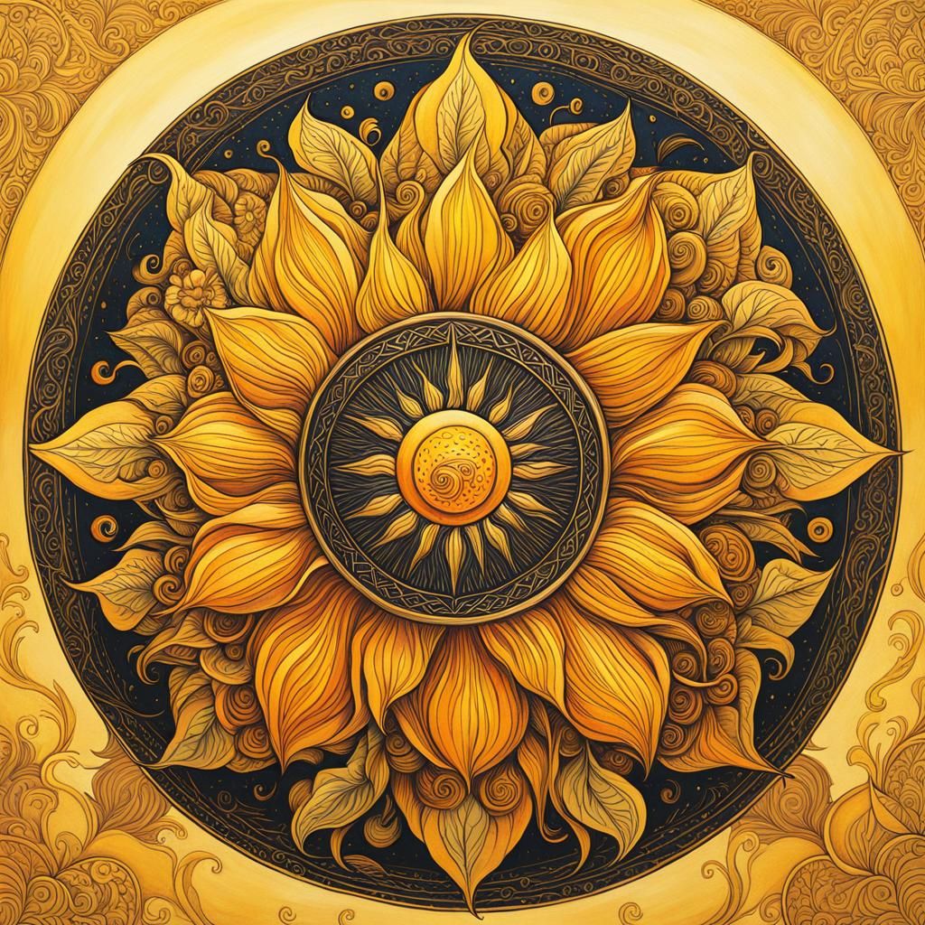 Floral Sun: Storybook Illustration in Gothic Fantasy Style