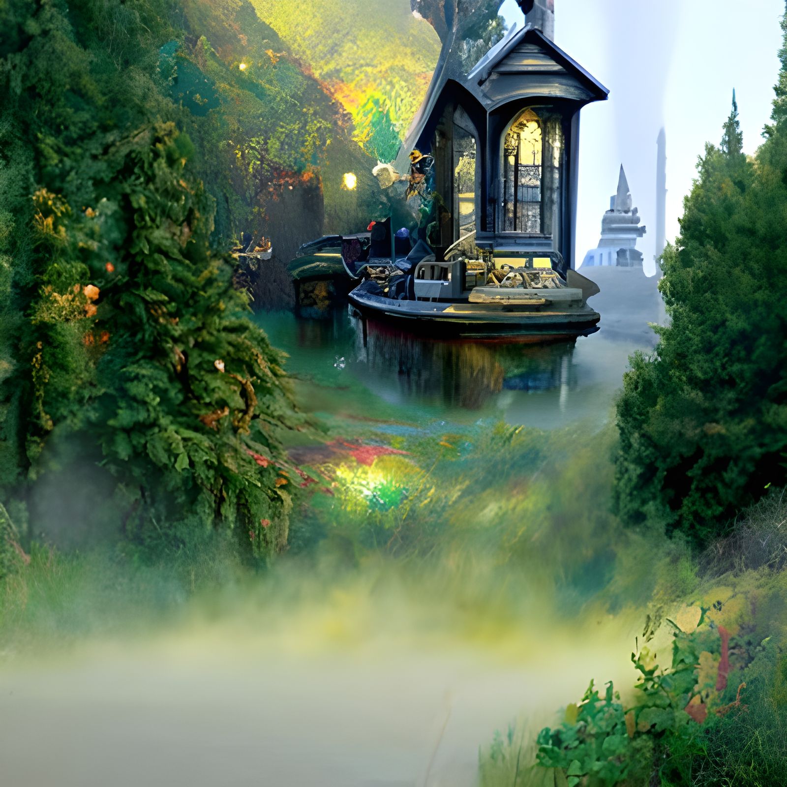 Ethereal Fantasy Landscape in Kinkade Style