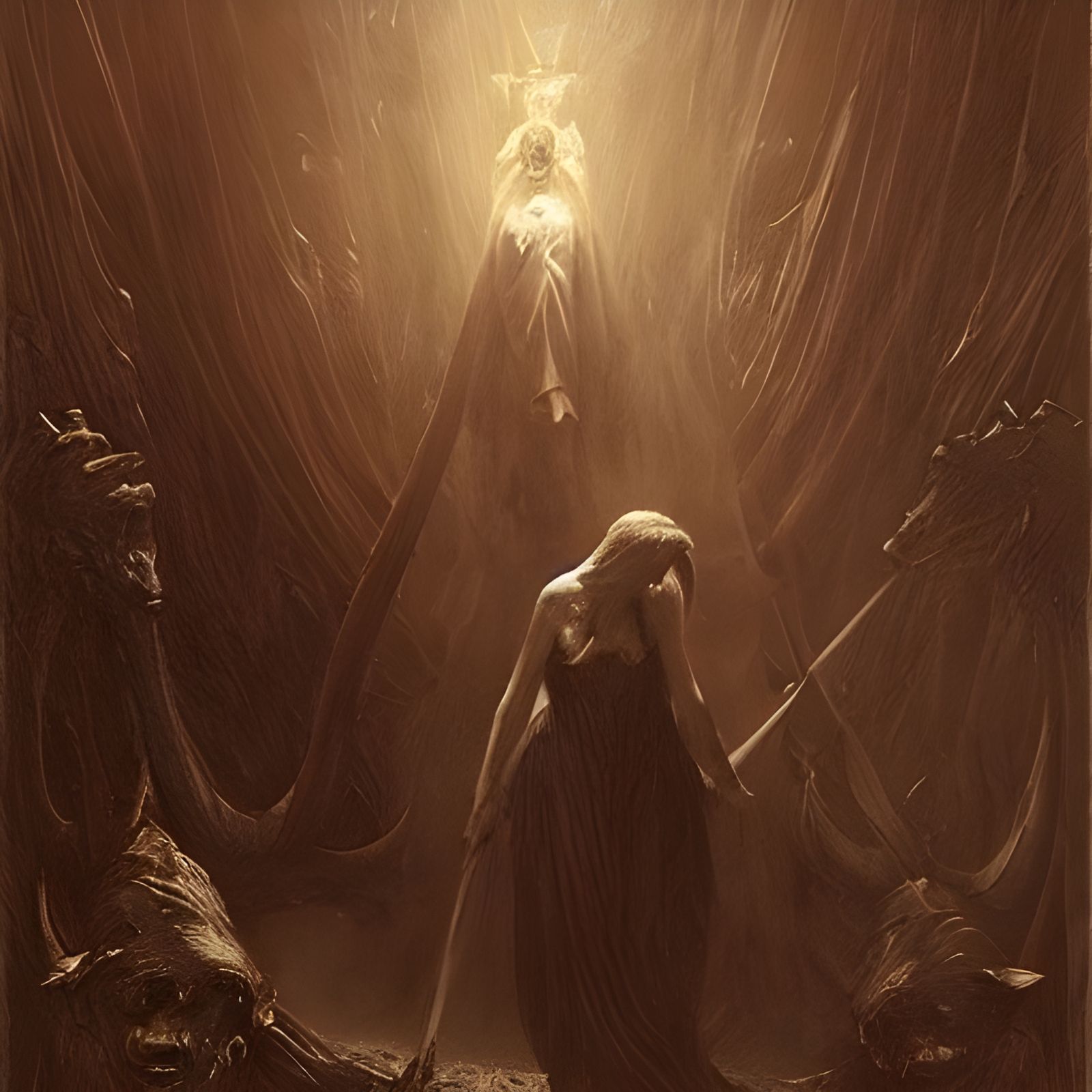 Woman and Demon in Dark Fantasy Style