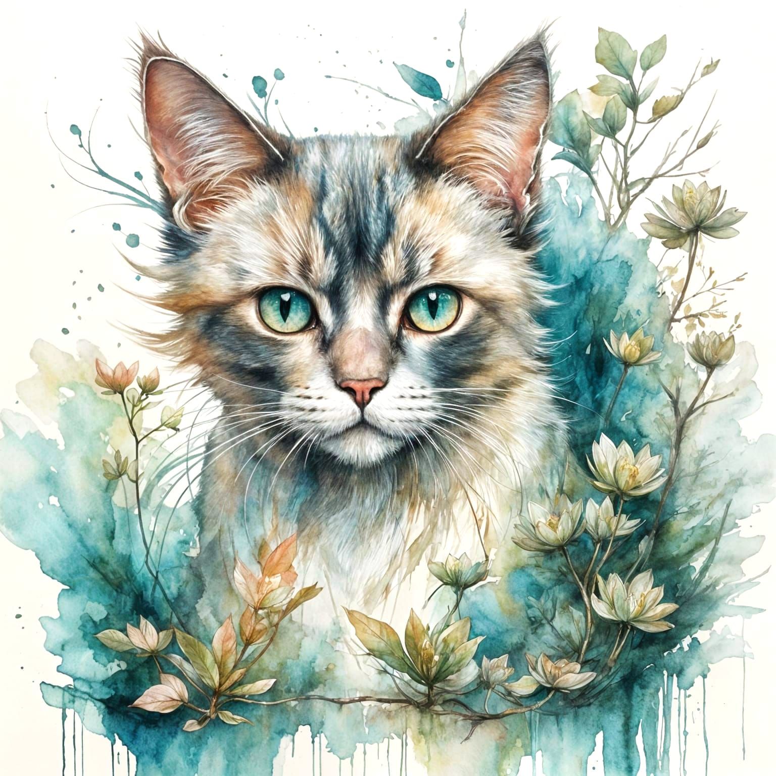 Serene Japanese Bookstore with Siamese Cat