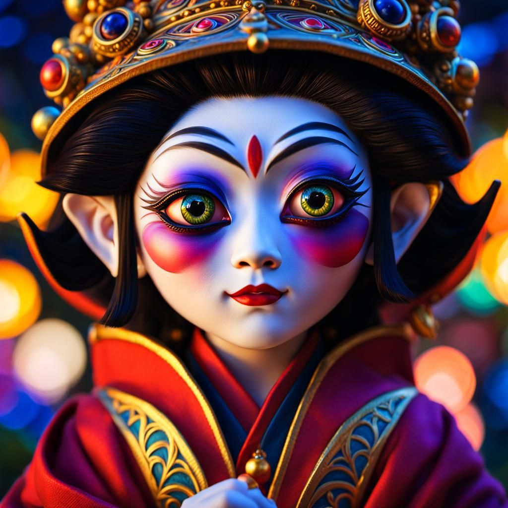 Micro Kabuki Hobbit: Whimsical Digital Art