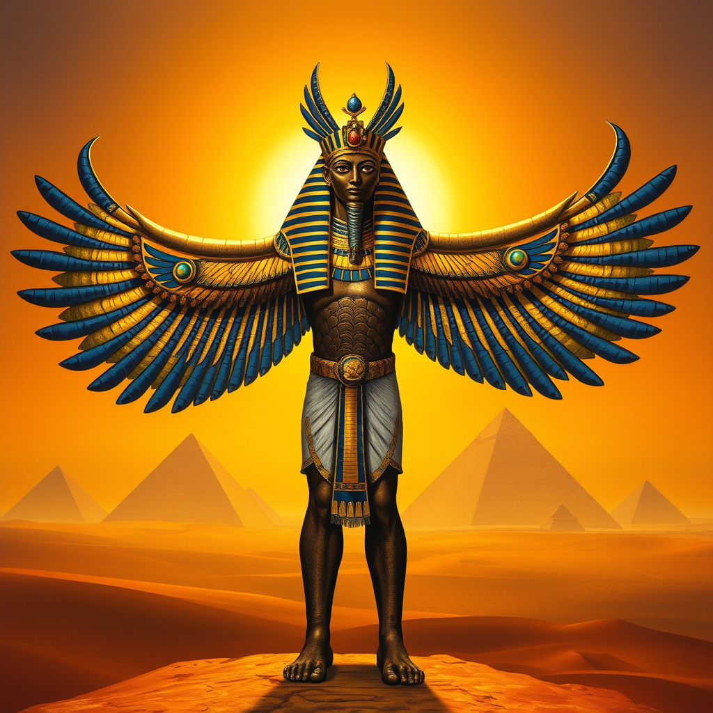 Horus, Egyptian God of Kingship, in Ornate Style