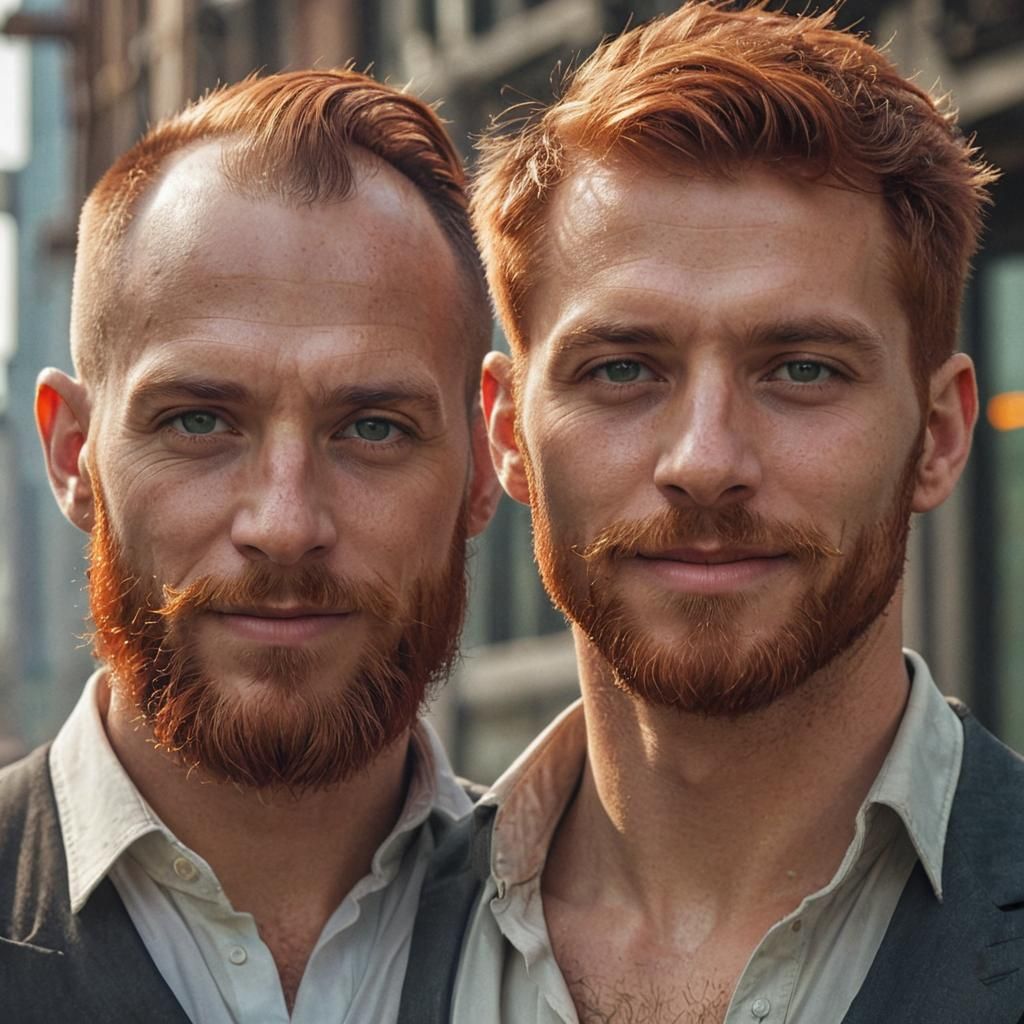 Handsome masculine ginger couple