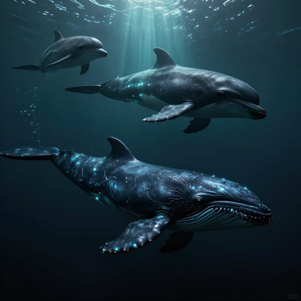 Alien Xenomorph Whale-Dolphins in Deep Sea Horror