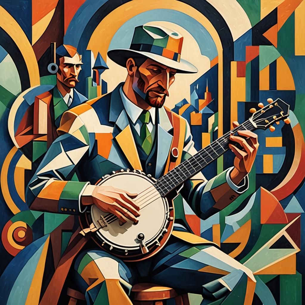 Dullahan Plays Banjo: A Cubist Painting