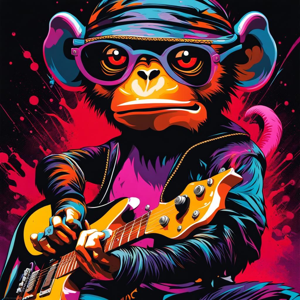 Rock n' Roll Pirate Monkey Graffiti Art