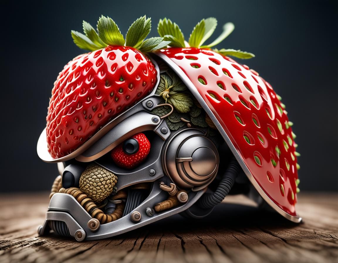 Mouse in Strawberry Helmet: Hyperrealistic 64 Megapixel Imag...