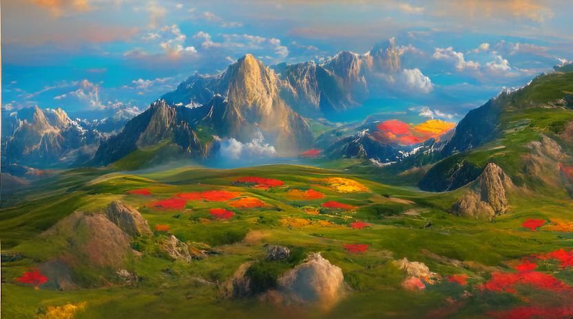 Vast Prairie Vista with Wildflowers in Golden Light