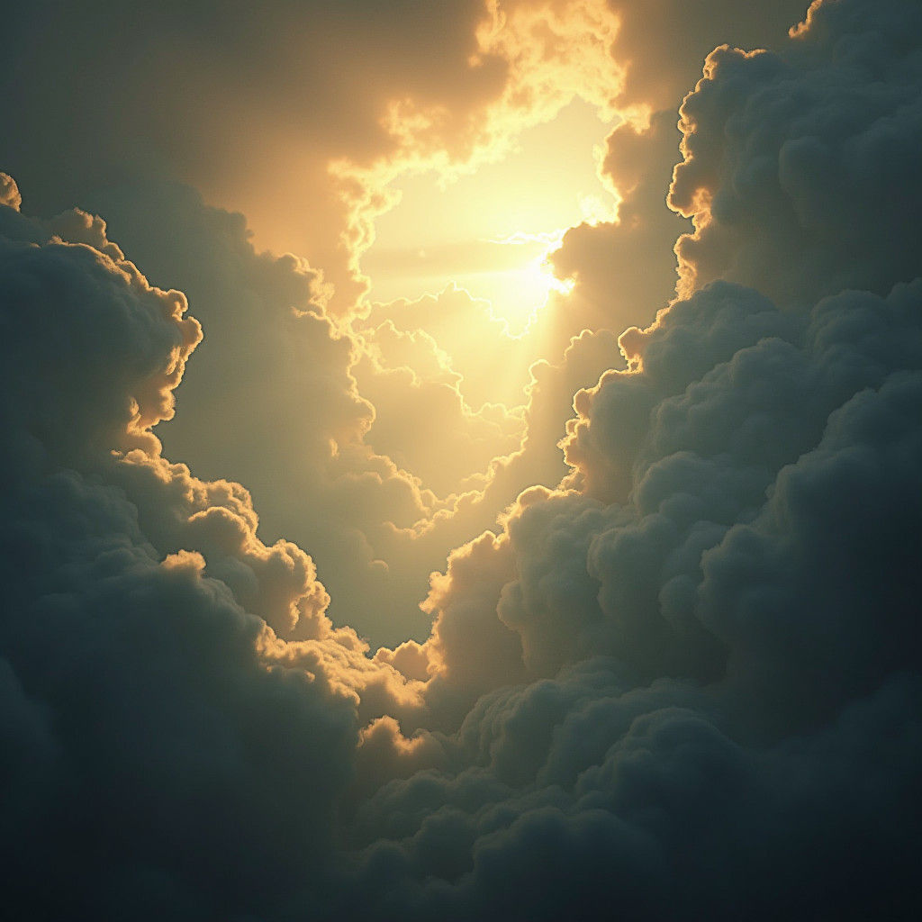 Grimdark Scene with Heavenly Sunshine