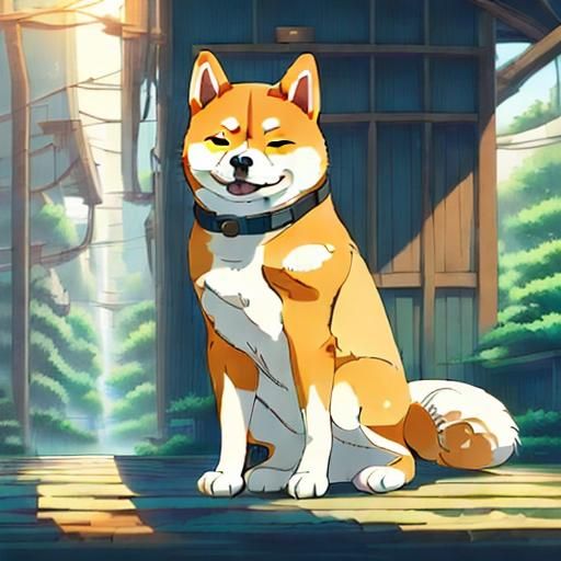 Shiba Inu and Cat AI Generated Image