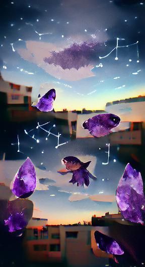Amethyst Sky with Fish Stars: A Dreamscape