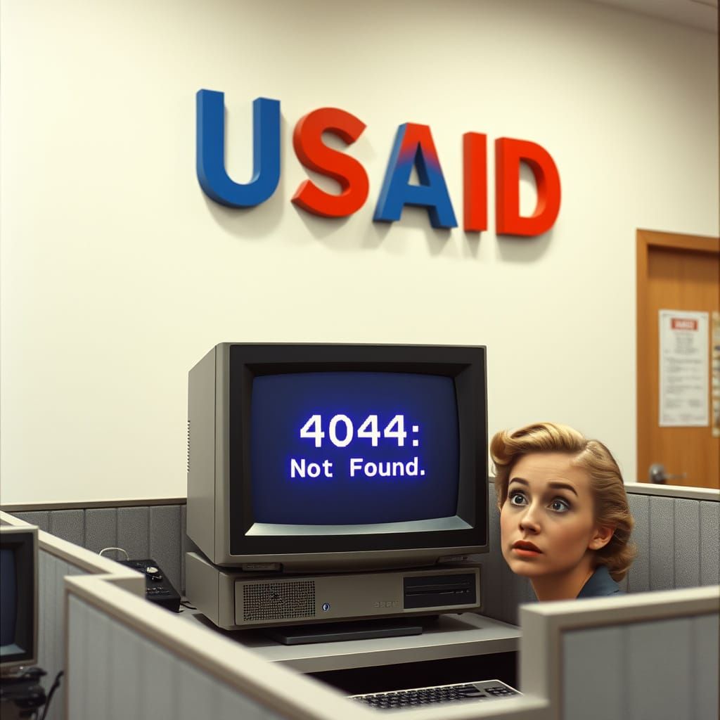 Retro Office Scene in 1950s Advertising Style