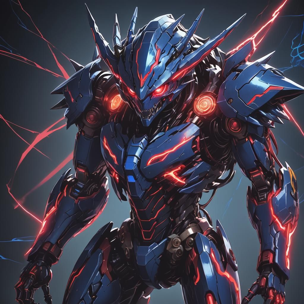 Cyberpunk Digital Monster Reveals Betrayal in Intense Gaze