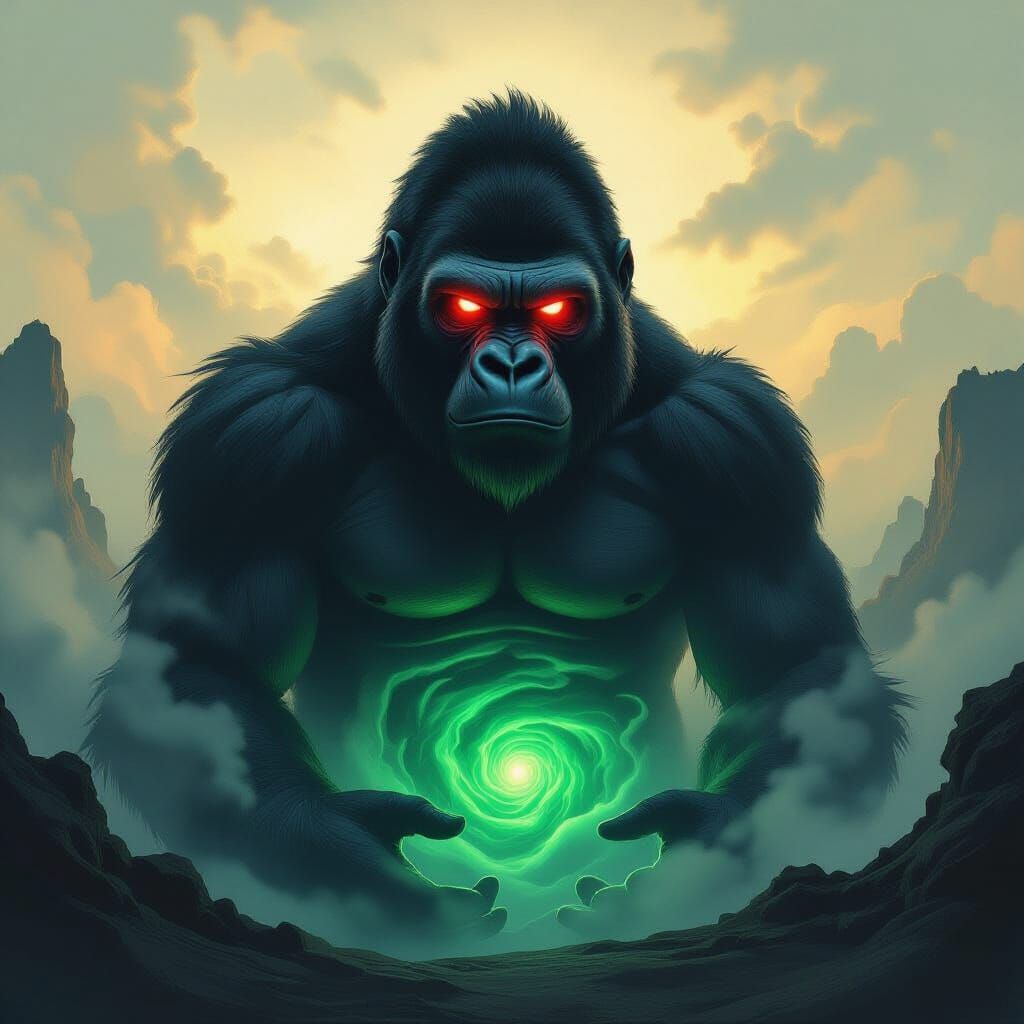 Translucent Gorilla with Ethereal Green Abyss