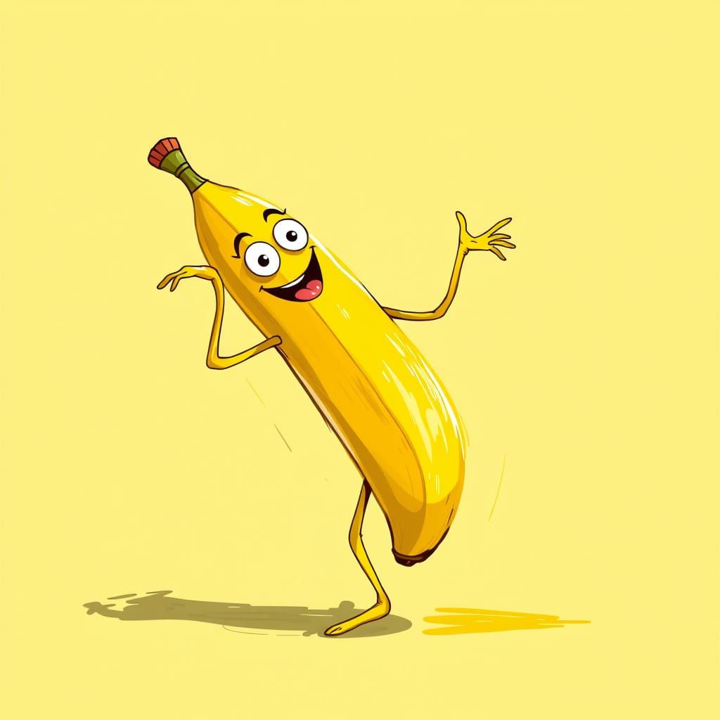 Whimsical Banana in a Dance Pose