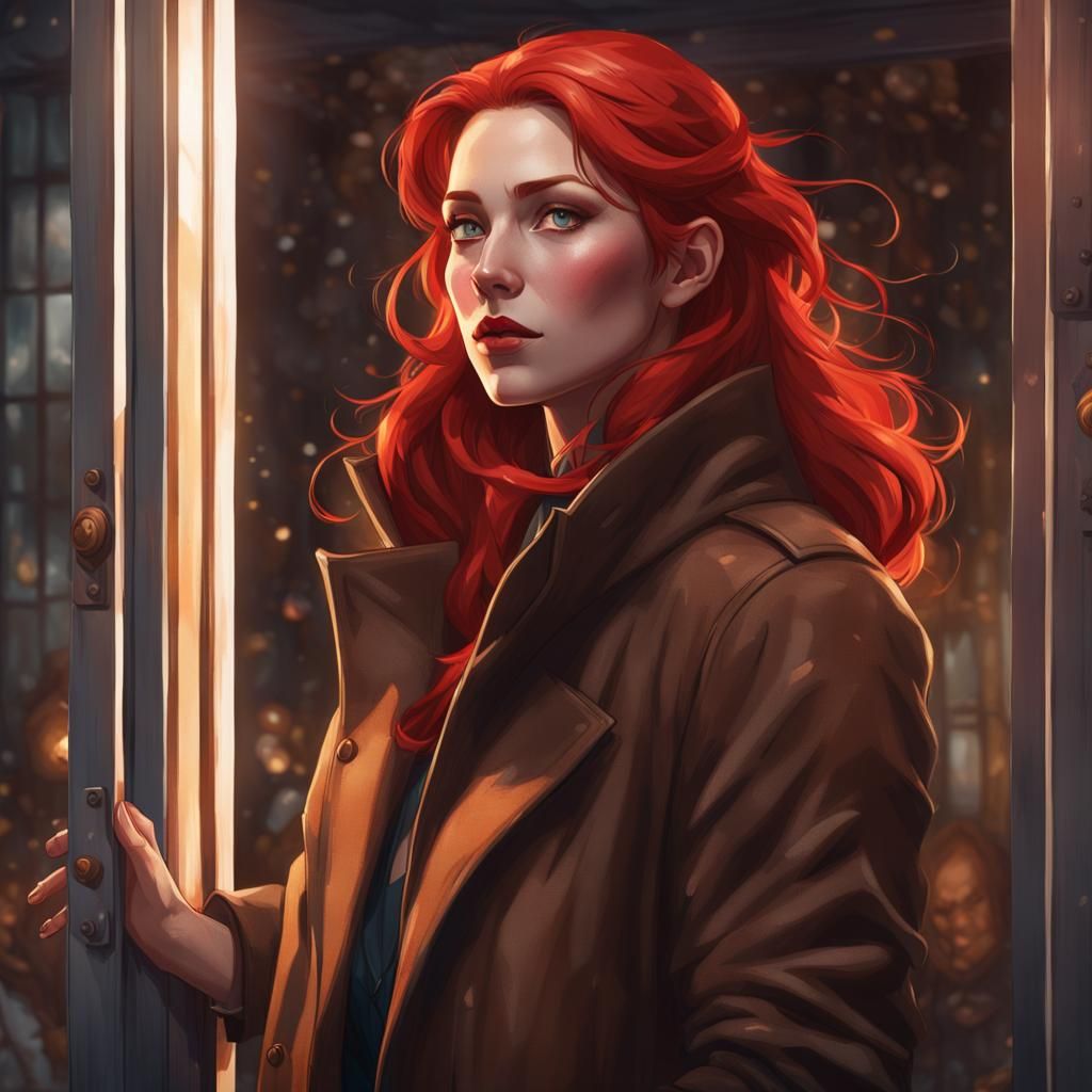 Red Haired Woman Portrait in Hyperdetailed Style