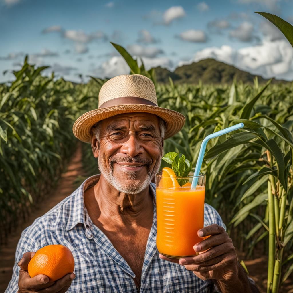 Man Enjoying Fresh Orange Juice