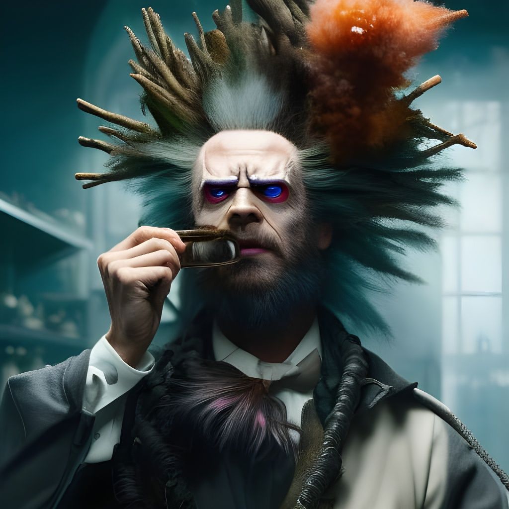 Mad Scientist Experiment in Hyperrealistic Digital Art