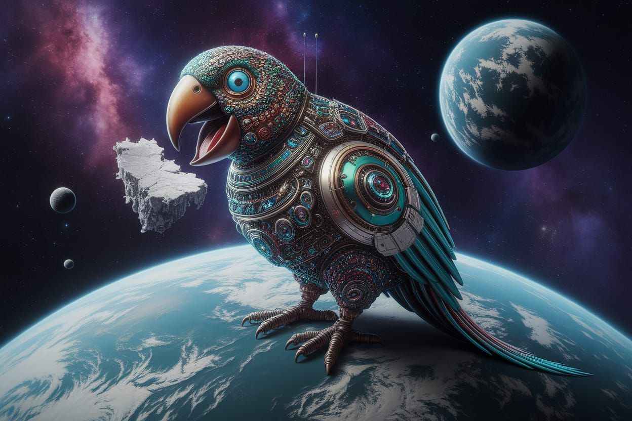 Dreamiful Mechaparrot Eats Planet-Parts