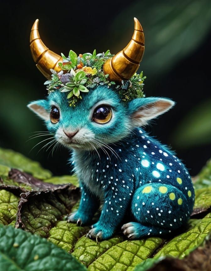 Cute Horned Alien Animal in Forest: Concept Art