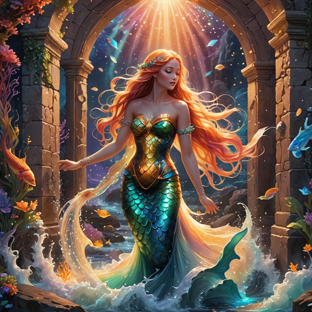 Ethereal Mermaid Dissolving into Sea Foam