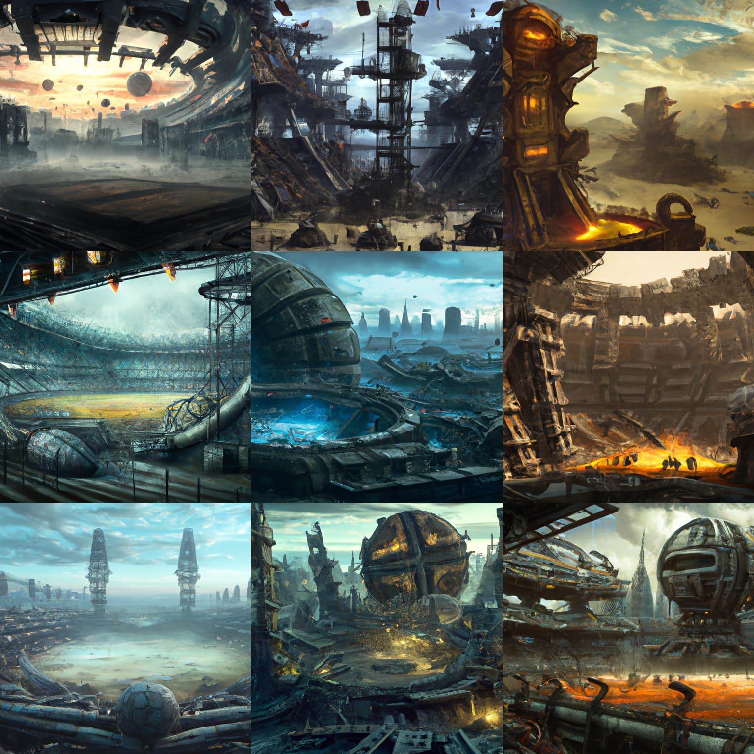 Post-Apocalyptic Stadium in Futuristic World: Digital Matte ...