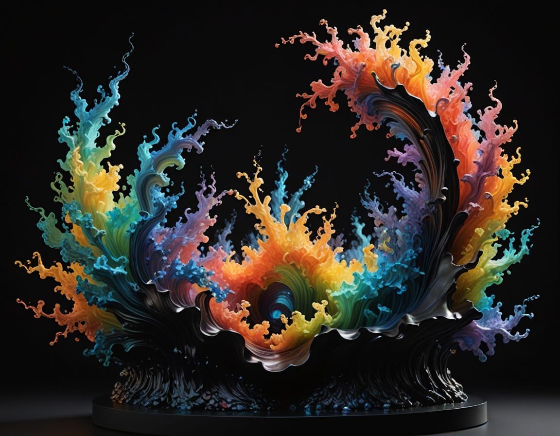 Ethereal Bioluminescent Sculpture in Mid-Air