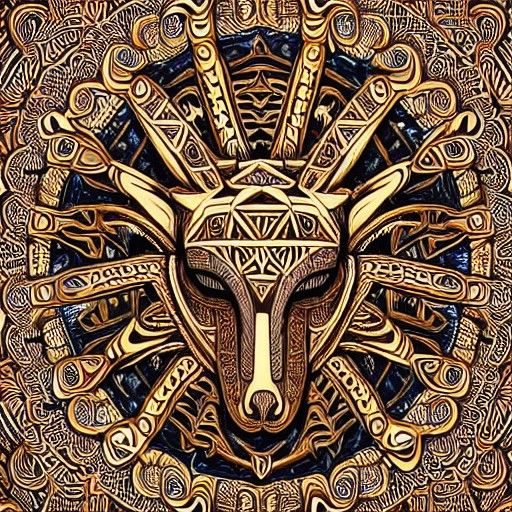 Ornate Tribal Mask on Mandala Background