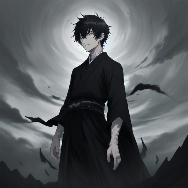 Dark Fantasy Anime Hero in Void of Darkness