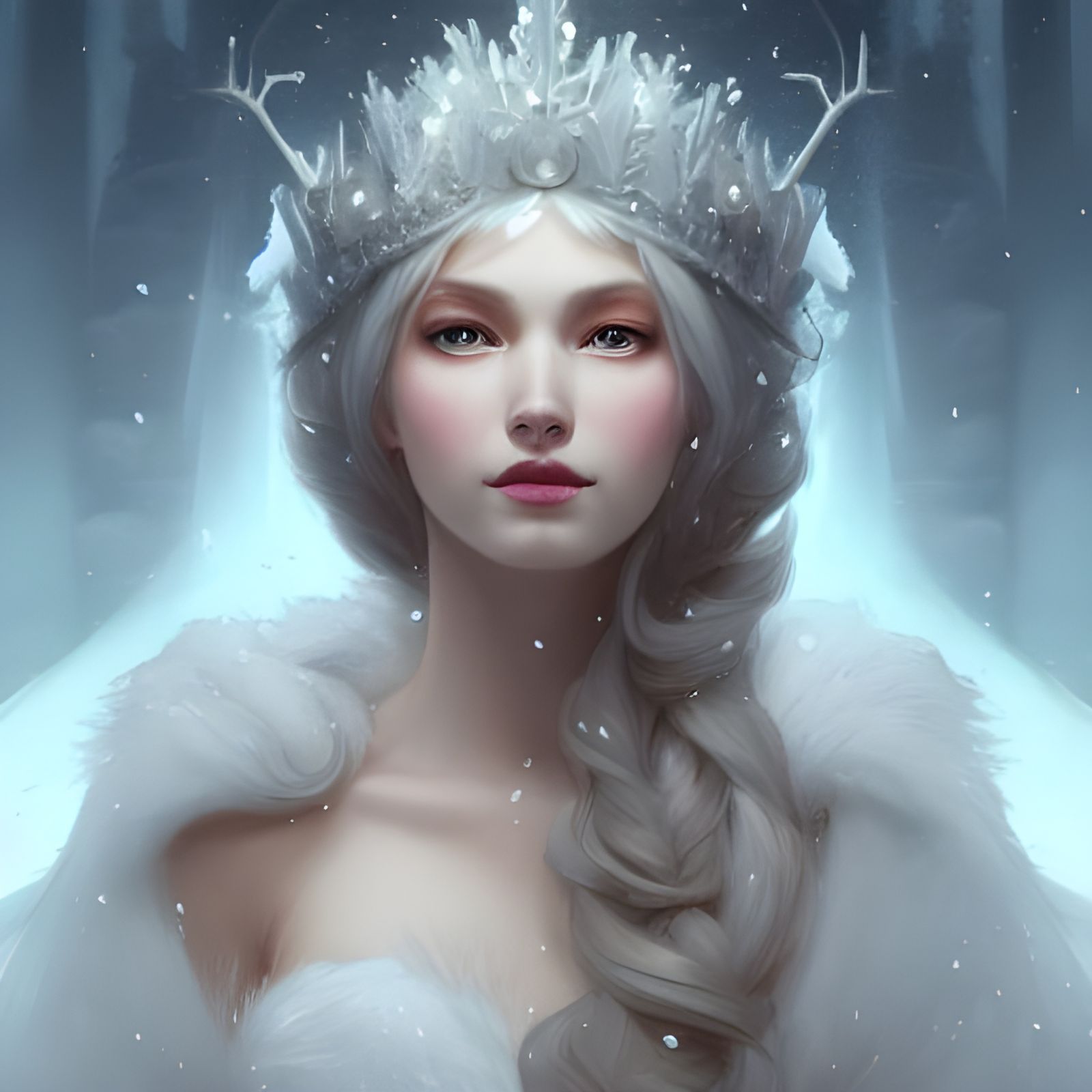 Snow Queen Portrait in Hyperdetailed Style
