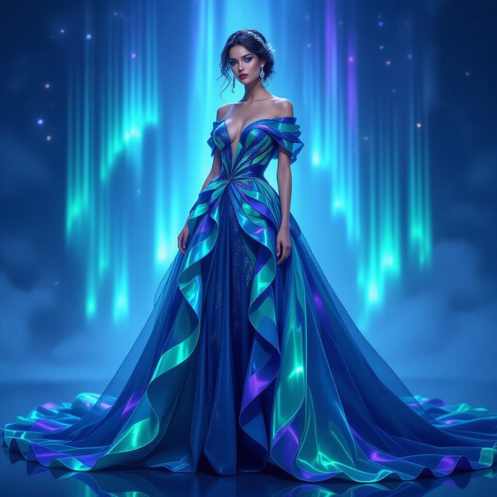Ethereal Aurora Gown: Fantasy Couture Masterpiece