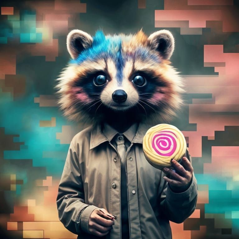 Anime Racoon Girl Scout with Cookie