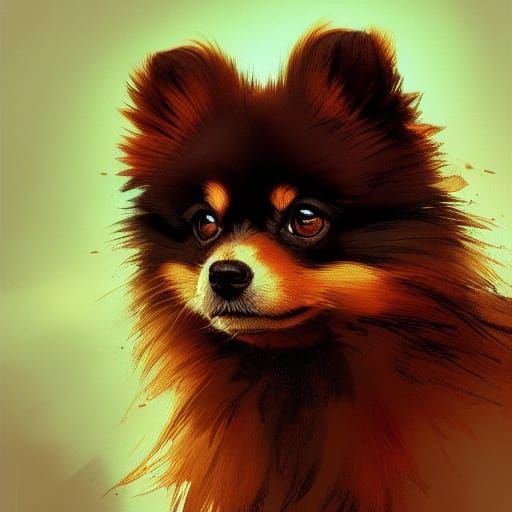 Fluffy Pomeranian Portrait in Hyperdetailed Digital Art