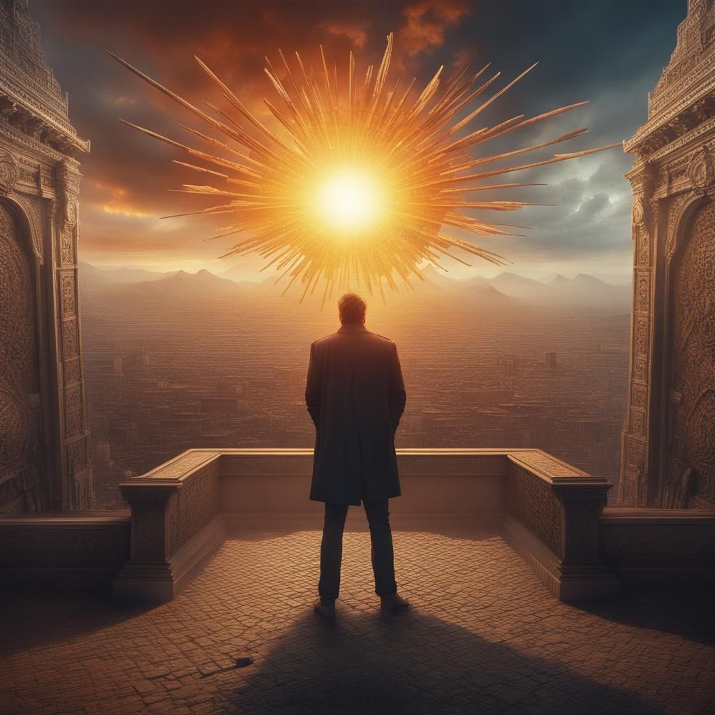 Witness the man who raves at the wall,
Making the shape of his question to heaven,
Whether the sun will fall in the even...