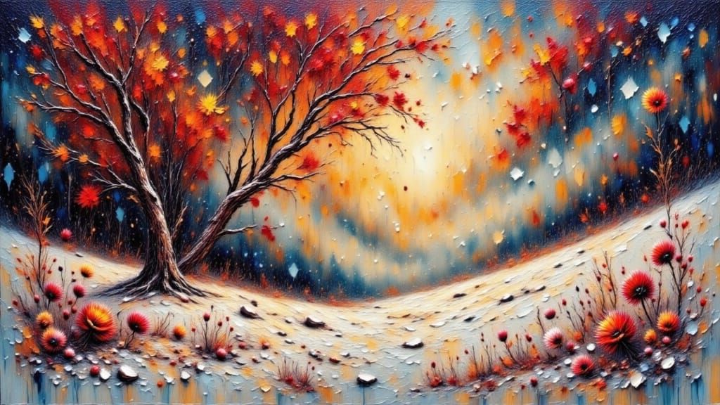 Metaphysical Landscape with Birds and Dark Trees