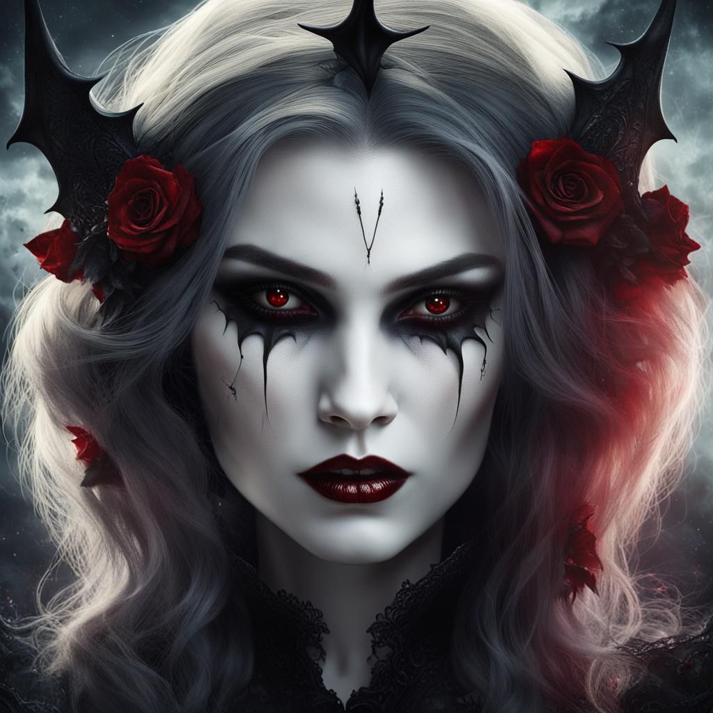 Vampire Witch Portrait with Dark Magic Elements