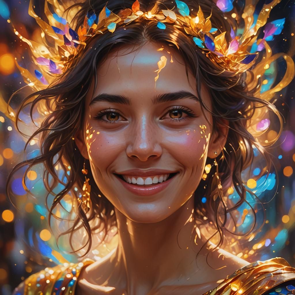 Enlightened Smile: Surreal Oil Painting in 8K